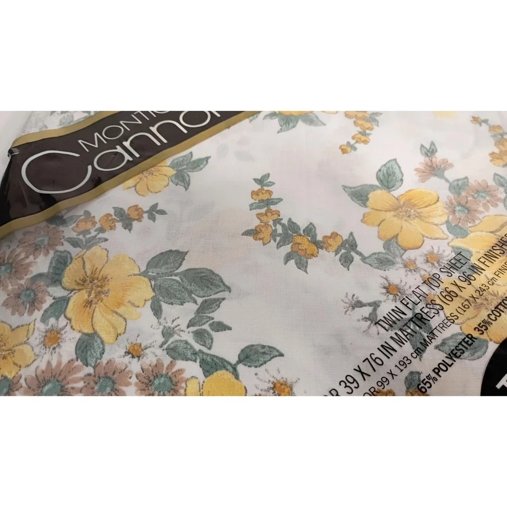 NOS Vintage Cannon Monticello Flower‎ Clusters Floral Twin Flat Top Sheet 66X96